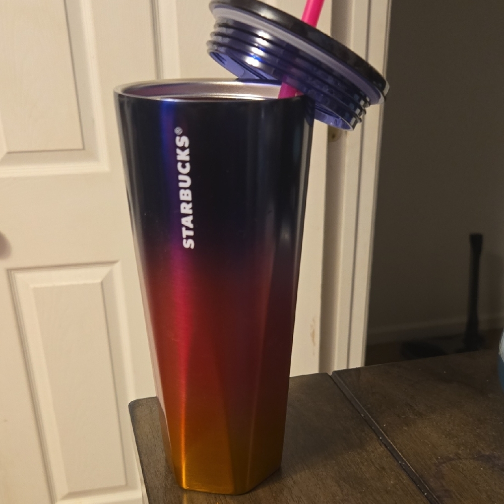 Starbucks Multicolor Tumbler with Pink Straw